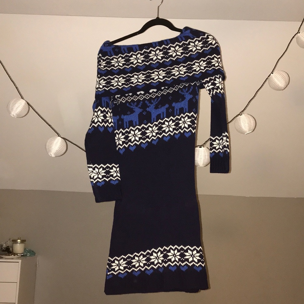 Boohoo Winter Off-The-Shoulder Sweater Dress